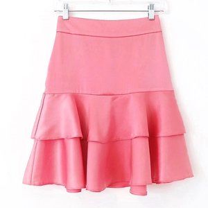 90's Vintage Pink Satin Ruffle Mini Skirt - 25"